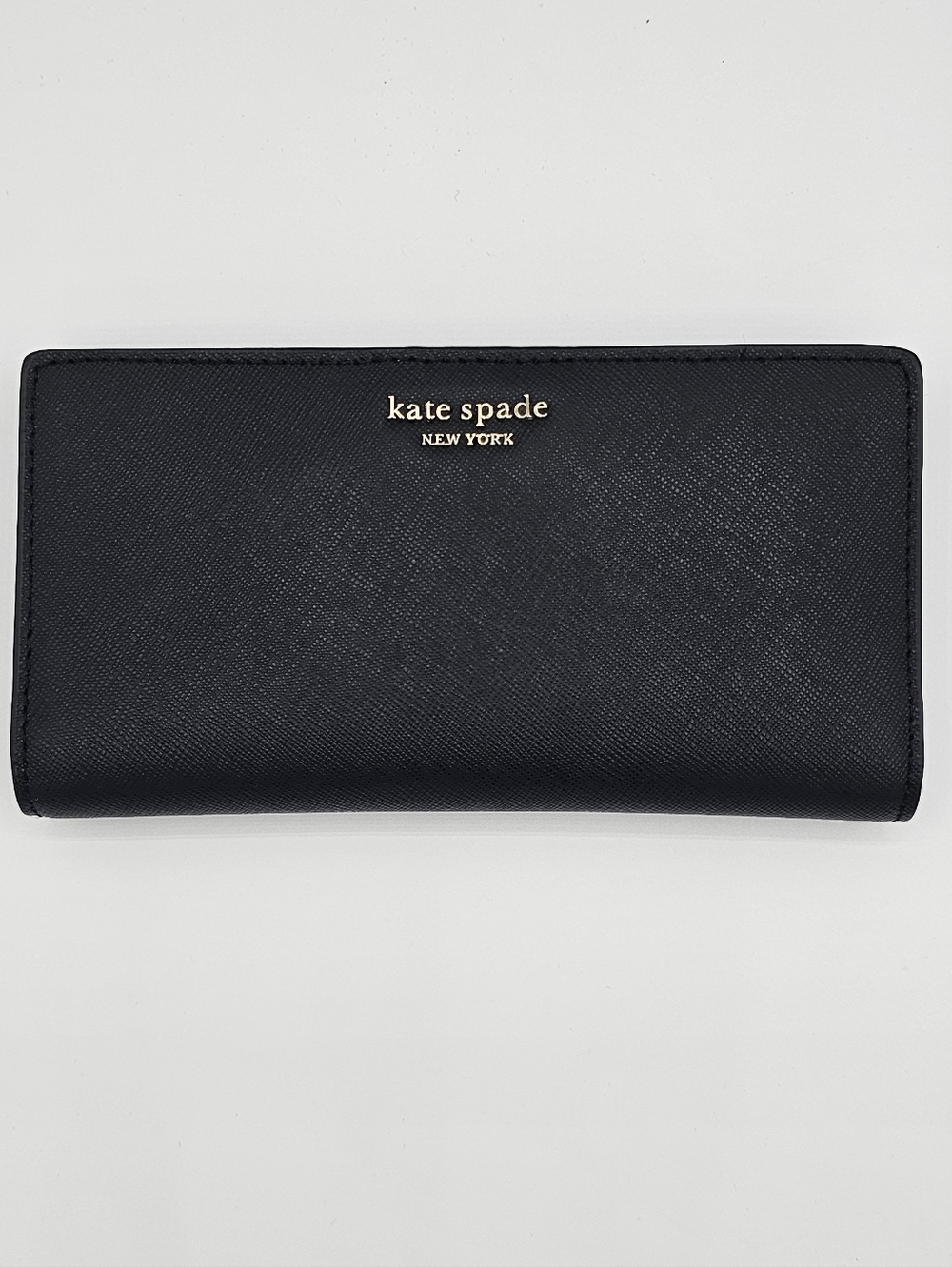 KATE SPADE New York Black Saffiano Leather Slim Bifold Wallet